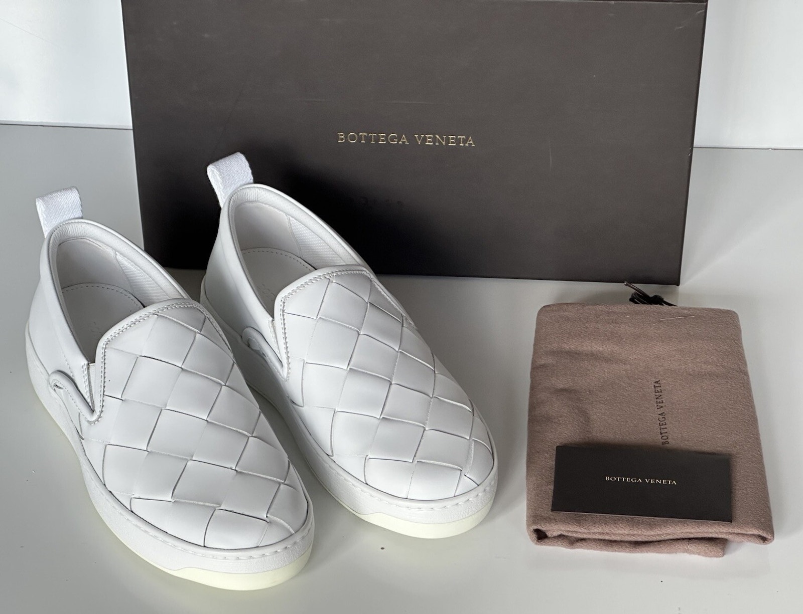Bottega Veneta Rubber Sole Calf Leather Optic White Shoes 7 Us 578303 9122 Nib